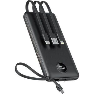 Portable Charger 10000mAh Power Bank with Built in Cables Fast Charge USB C